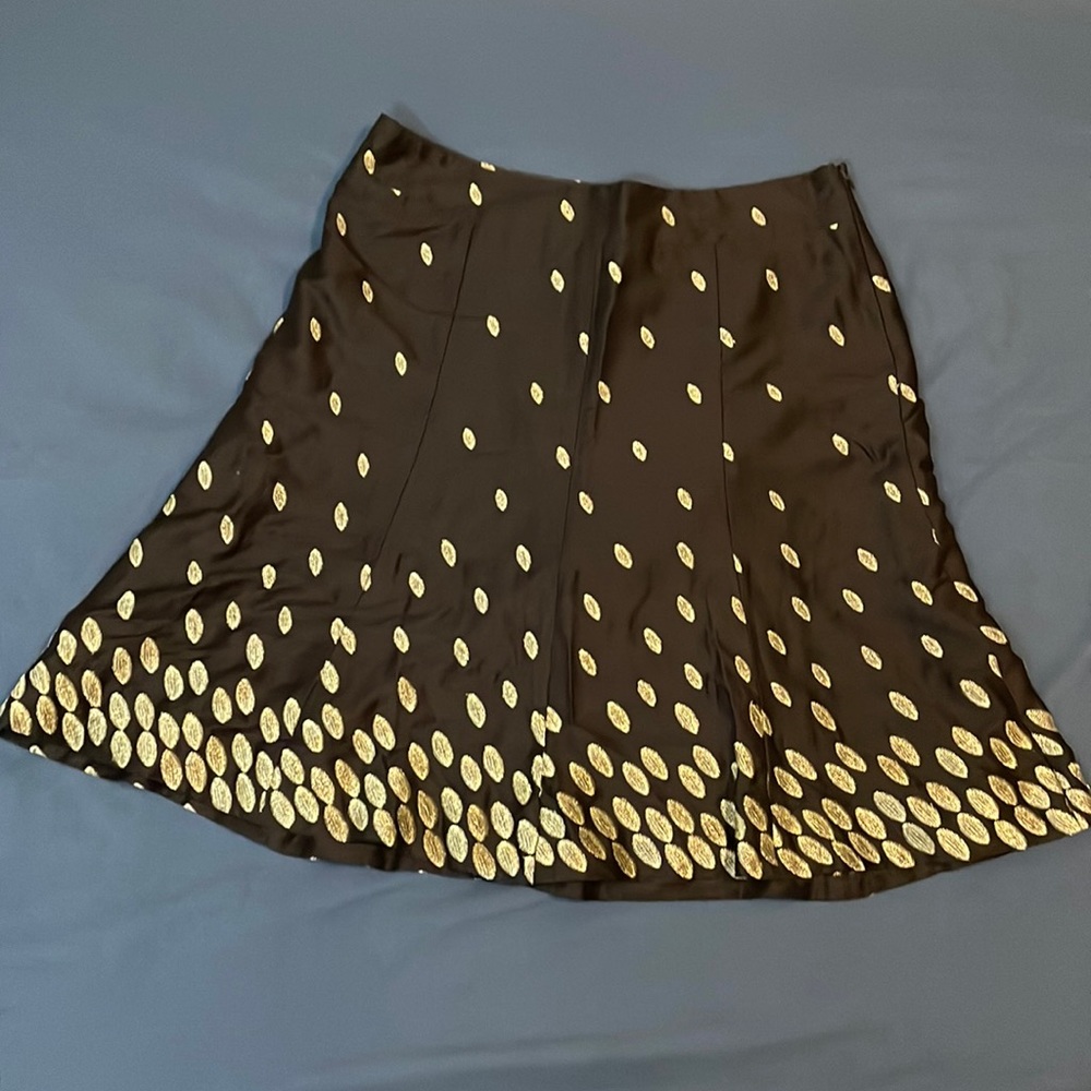 Ann Taylor Gold Leaf Holiday Skirt 8 Petite